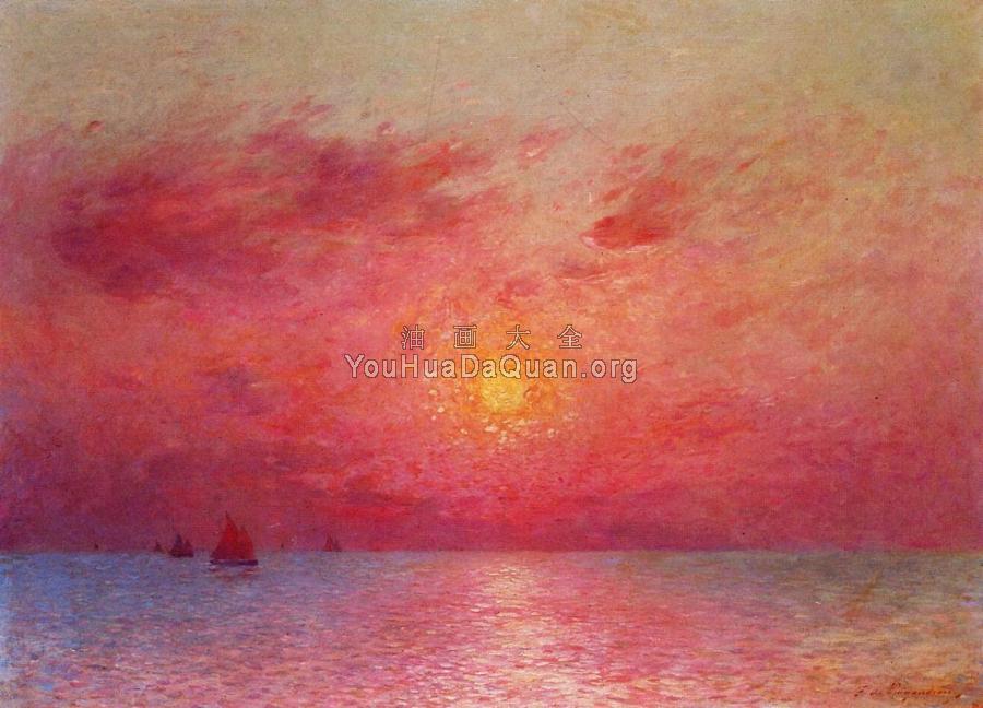 Sailboats at Sea, Evening - 费迪南德·卢瓦扬